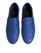 Dolce & Gabbana Blue Leather Lace Slip On Sneaker Shoes - Zeiniez