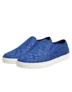 Dolce & Gabbana Blue Leather Lace Slip On Sneaker Shoes - Zeiniez