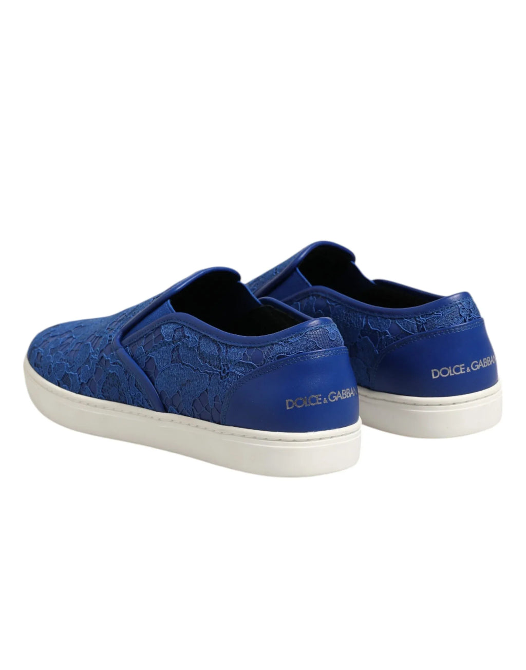 Dolce & Gabbana Blue Leather Lace Slip On Sneaker Shoes - Zeiniez