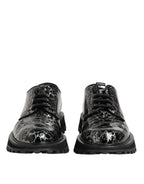 Dolce & Gabbana Black White Calfskin Chunky Derby Shoes - Zeiniez