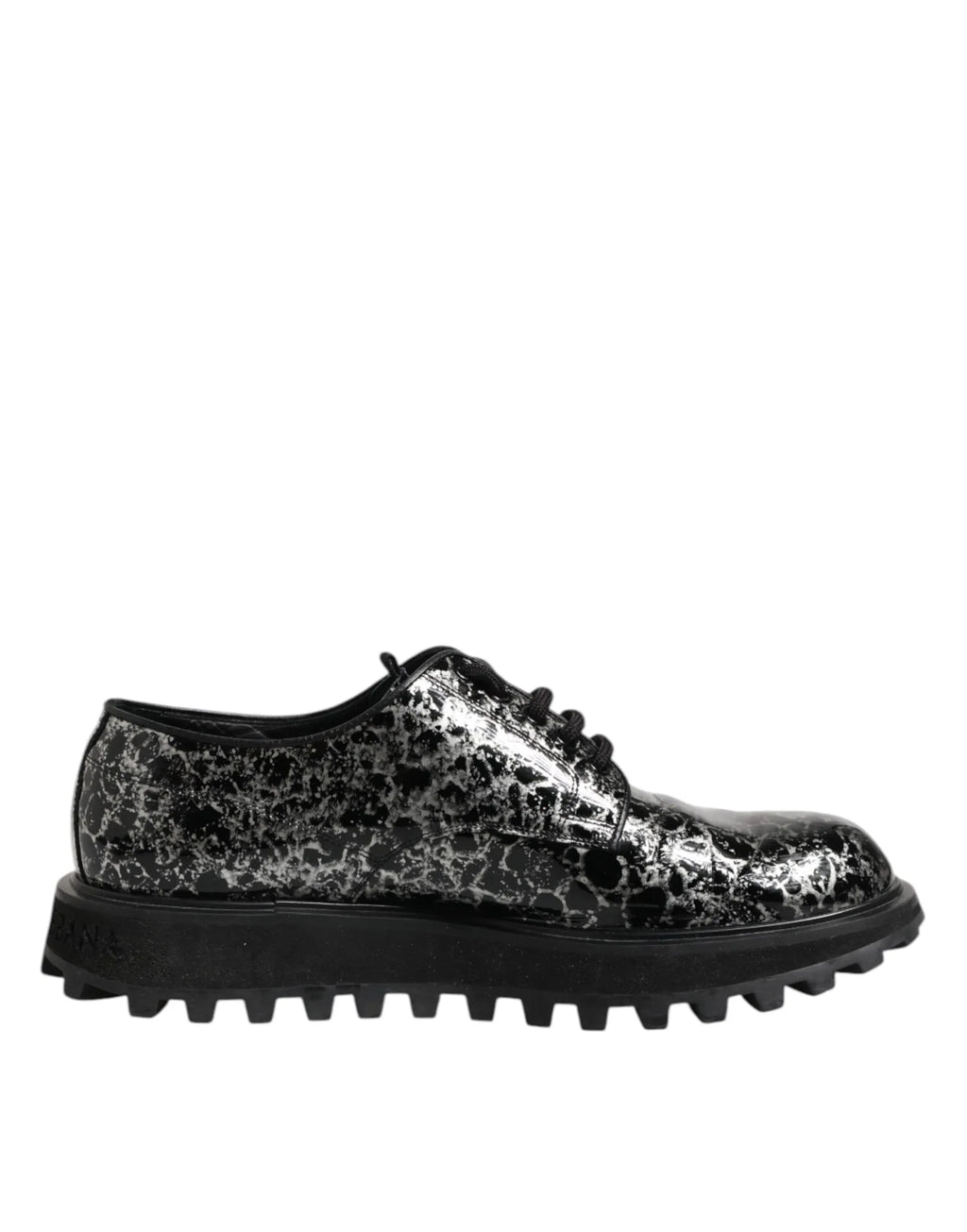Dolce & Gabbana Black White Calfskin Chunky Derby Shoes - Zeiniez