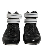 Dolce & Gabbana Black Quilted Leather Lace Up Sneakers Shoes
