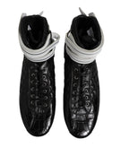 Dolce & Gabbana Black Quilted Leather Lace Up Sneakers Shoes - Zeiniez