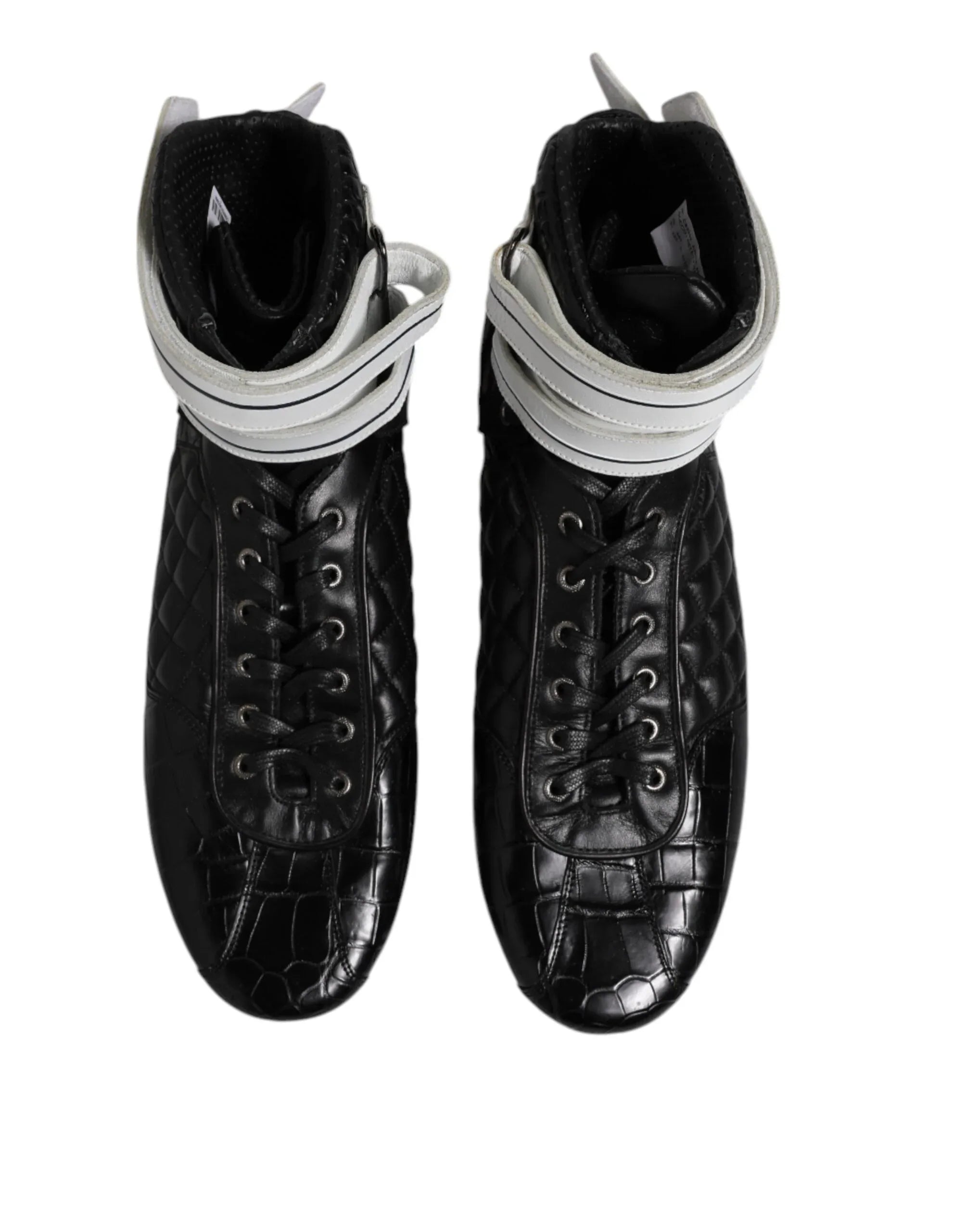 Dolce & Gabbana Black Quilted Leather Lace Up Sneakers Shoes - Zeiniez
