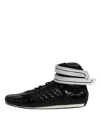 Dolce & Gabbana Black Quilted Leather Lace Up Sneakers Shoes