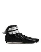 Dolce & Gabbana Black Quilted Leather Lace Up Sneakers Shoes