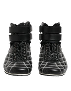 Dolce & Gabbana Black Quilted Leather Lace Up Sneakers Shoes - Zeiniez