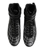 Dolce & Gabbana Black Quilted Leather Lace Up Sneakers Shoes - Zeiniez