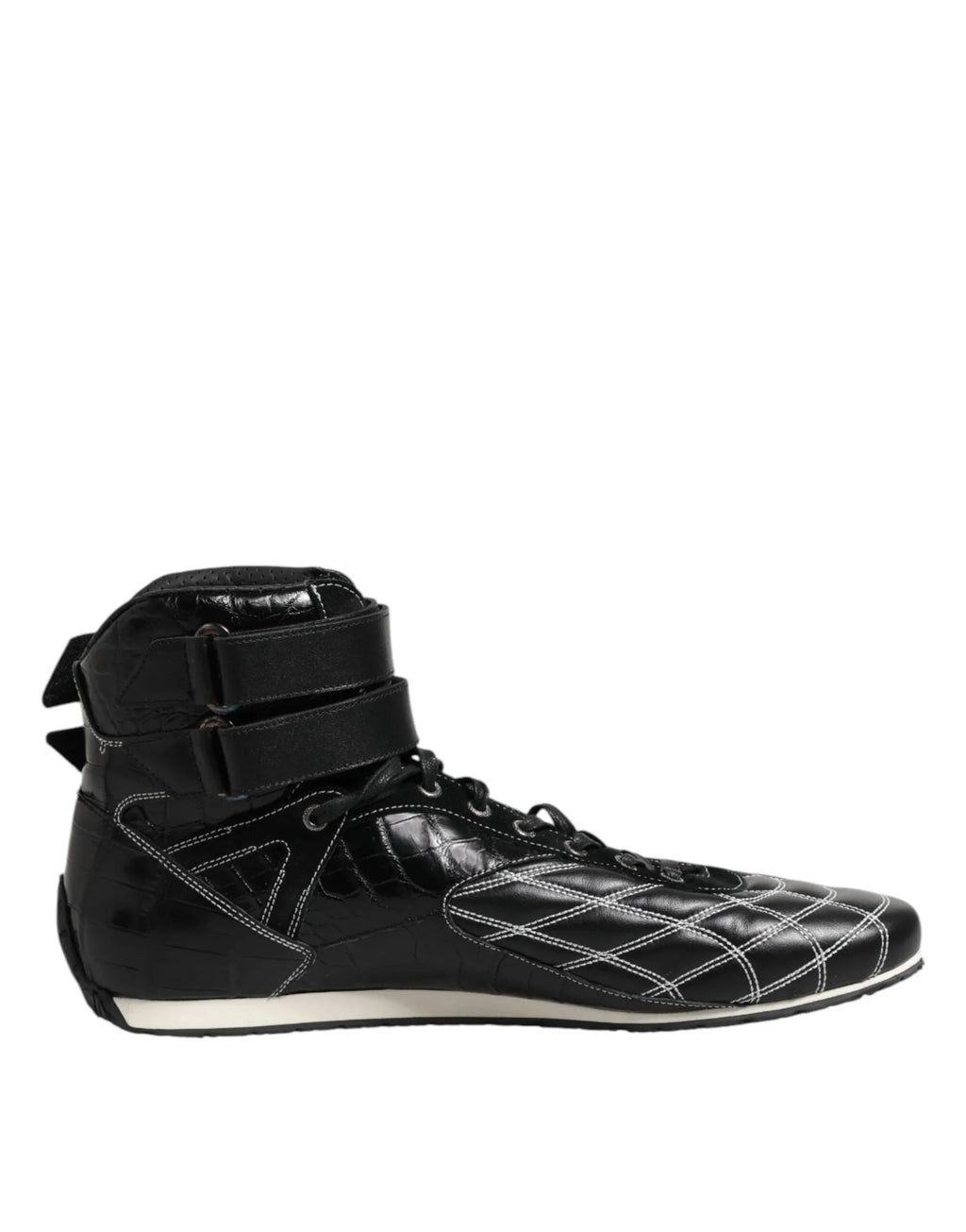 Dolce & Gabbana Black Quilted Leather Lace Up Sneakers Shoes - Zeiniez