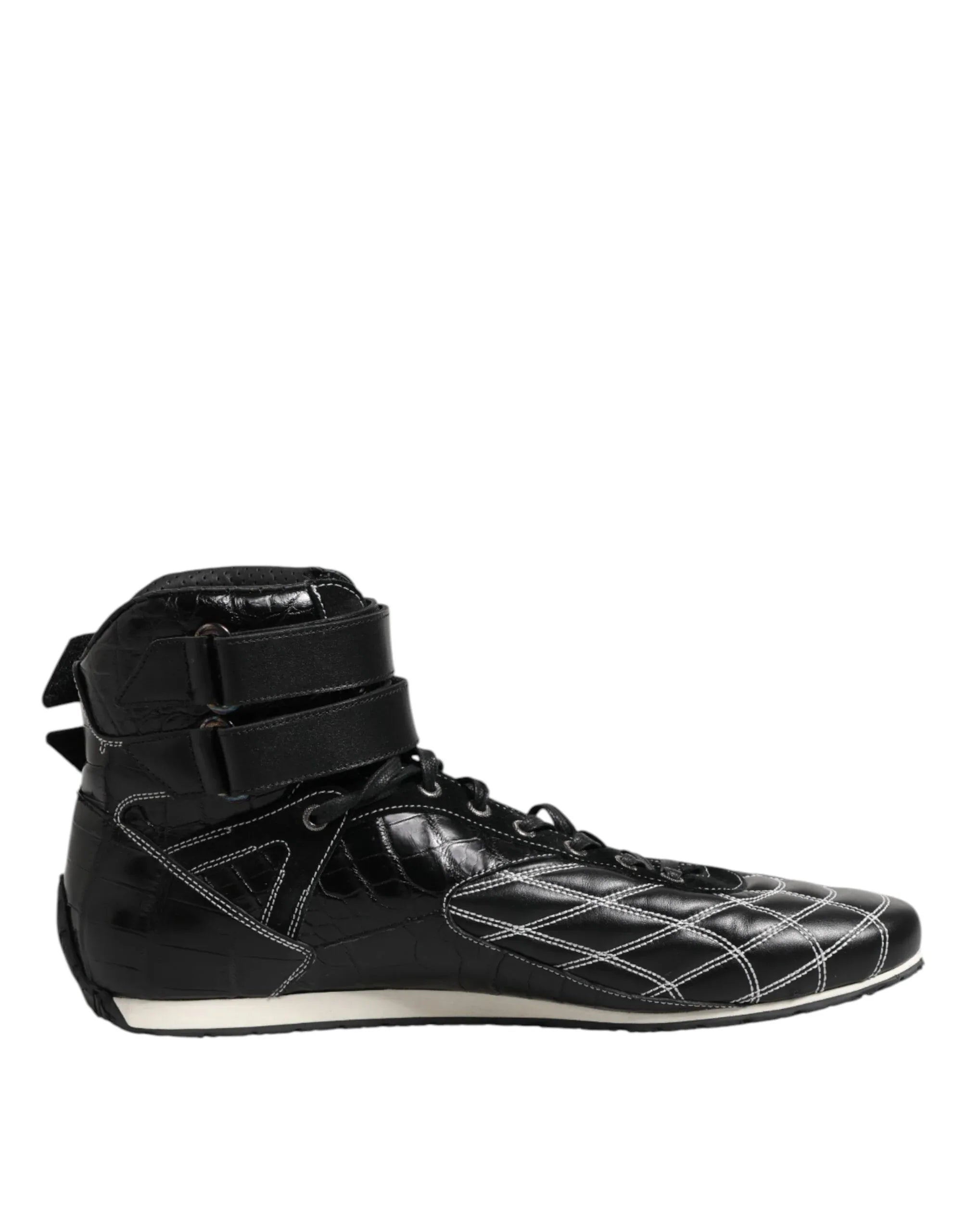 Dolce & Gabbana Black Quilted Leather Lace Up Sneakers Shoes - Zeiniez