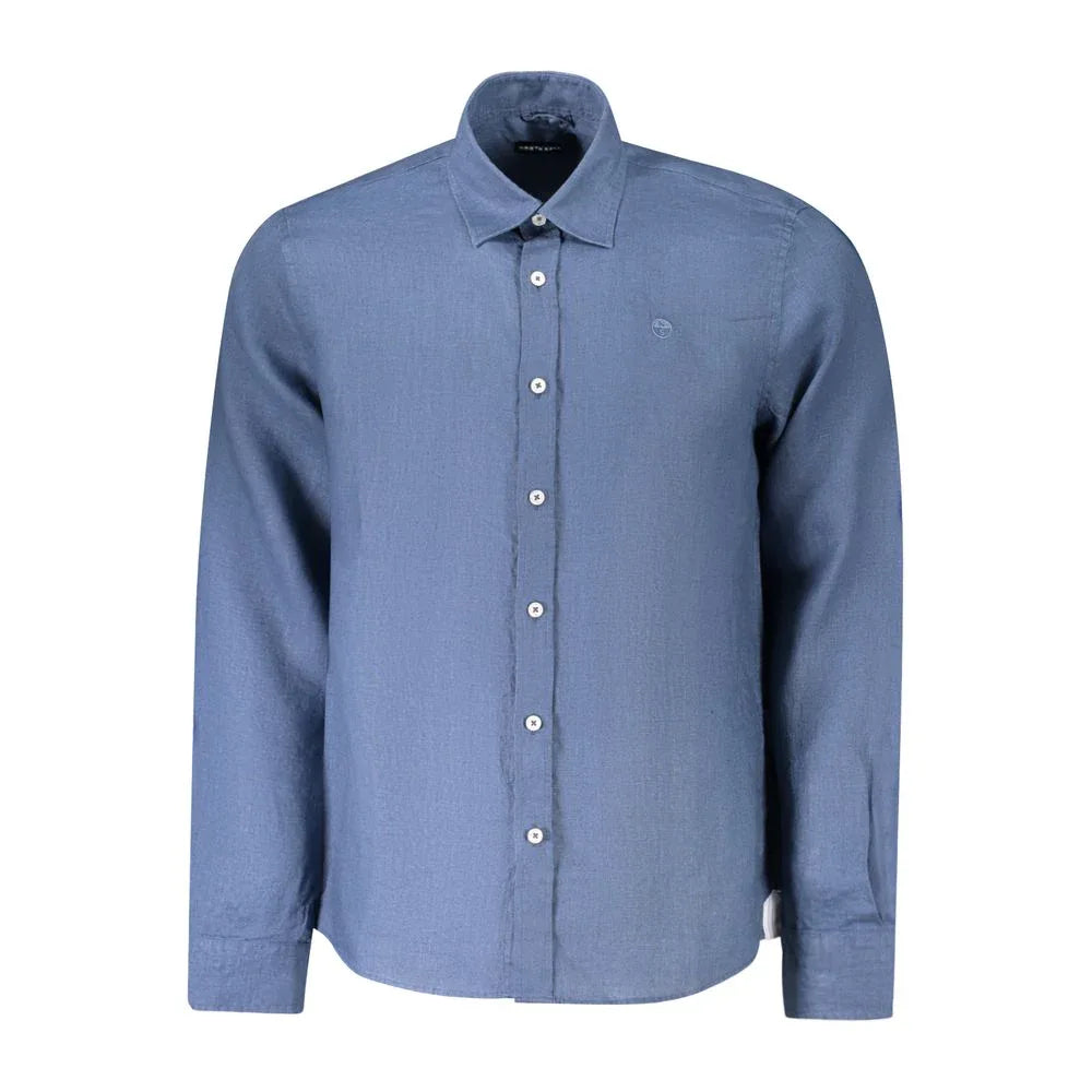 North Sails Blue Linen Men's Shirt - Zeiniez