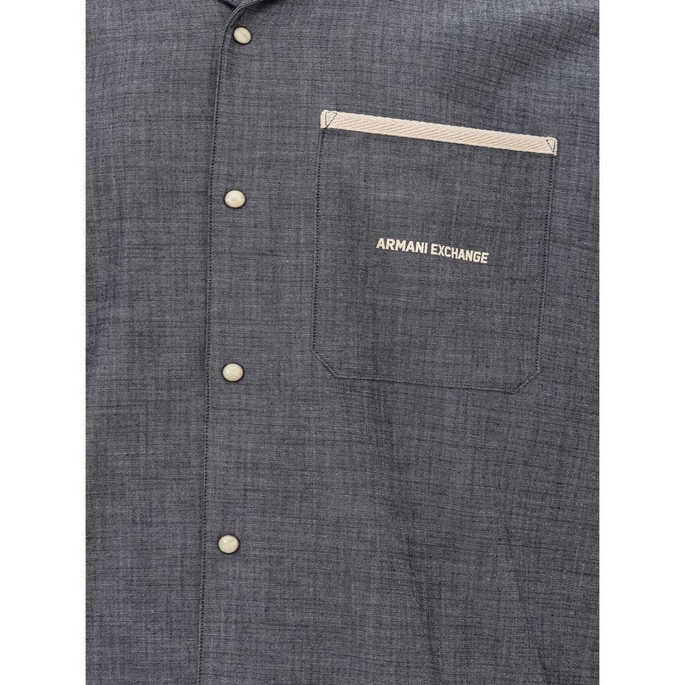 Armani Exchange Blue Denim Shirt - Zeiniez