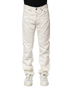 Jeckerson White Cotton Stretch Straight Fit Men Denim Jeans - Zeiniez