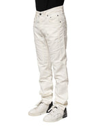 Jeckerson White Cotton Stretch Straight Fit Men Denim Jeans - Zeiniez