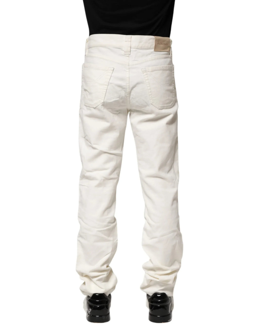 Jeckerson White Cotton Stretch Straight Fit Men Denim Jeans - Zeiniez