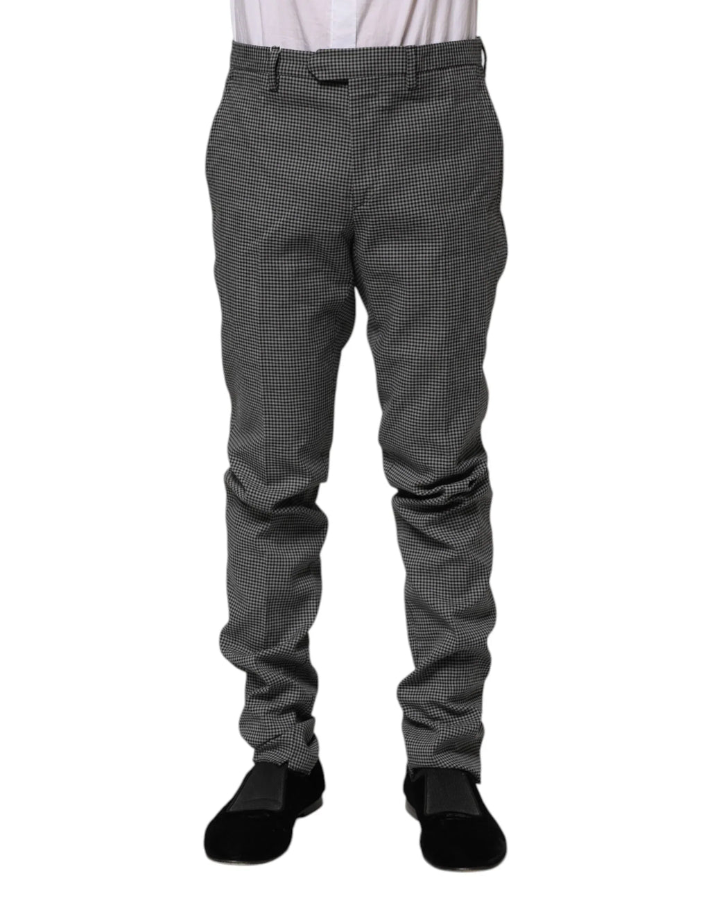 BENCIVENGA Black White Checkered Tapered Dress Pants - Zeiniez
