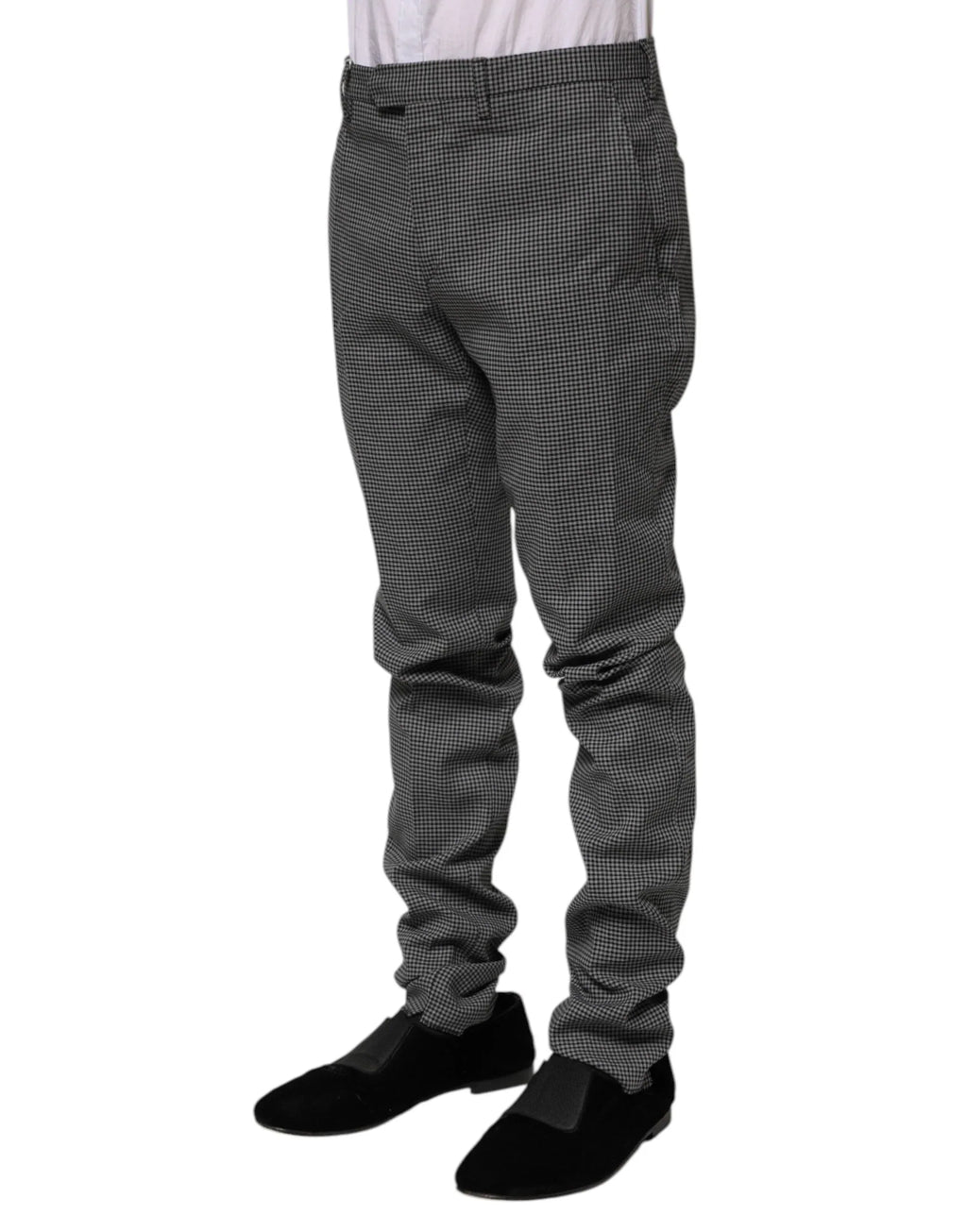 BENCIVENGA Black White Checkered Tapered Dress Pants - Zeiniez