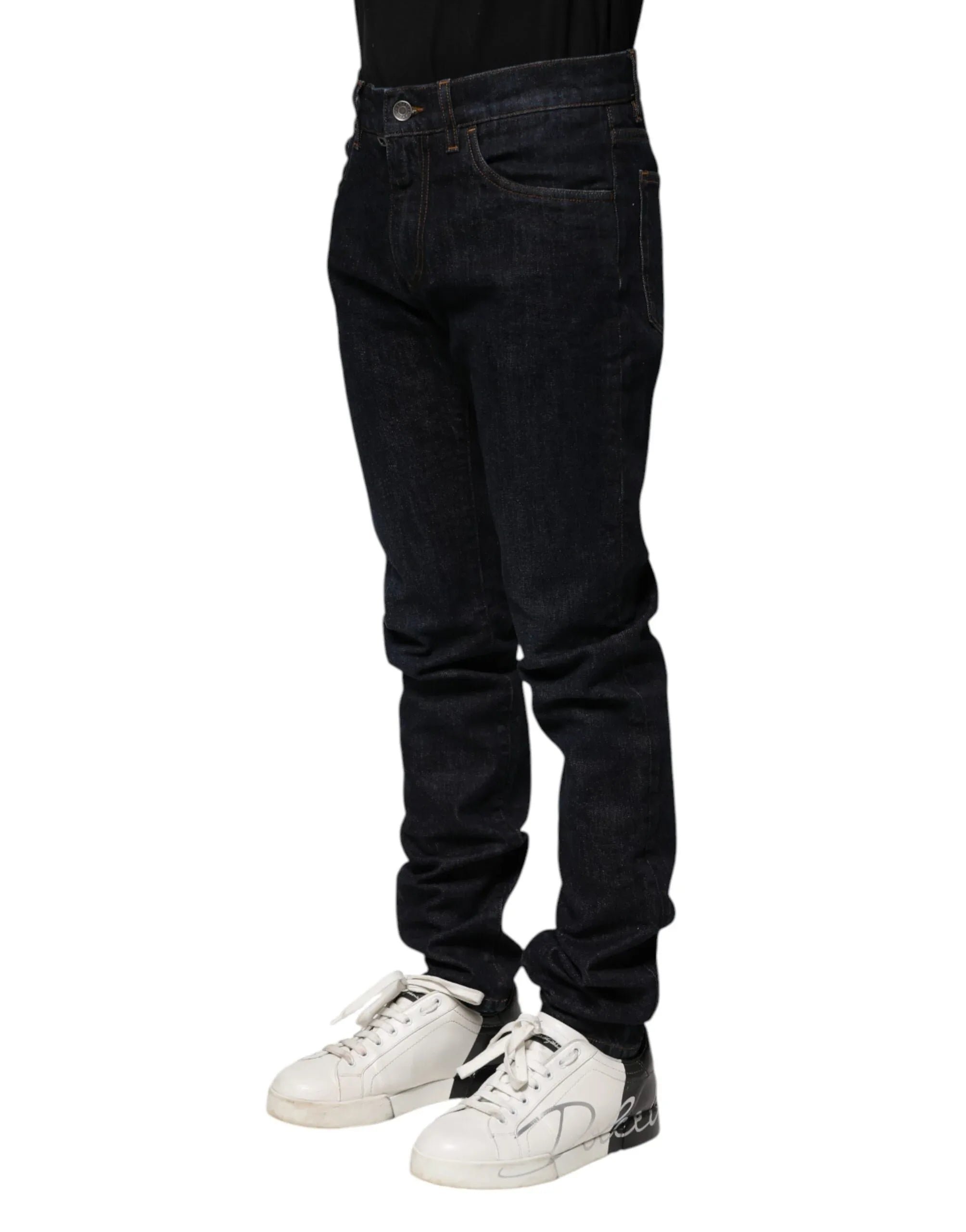 Dolce & Gabbana Black Cotton Skinny Denim Men Jeans - Zeiniez