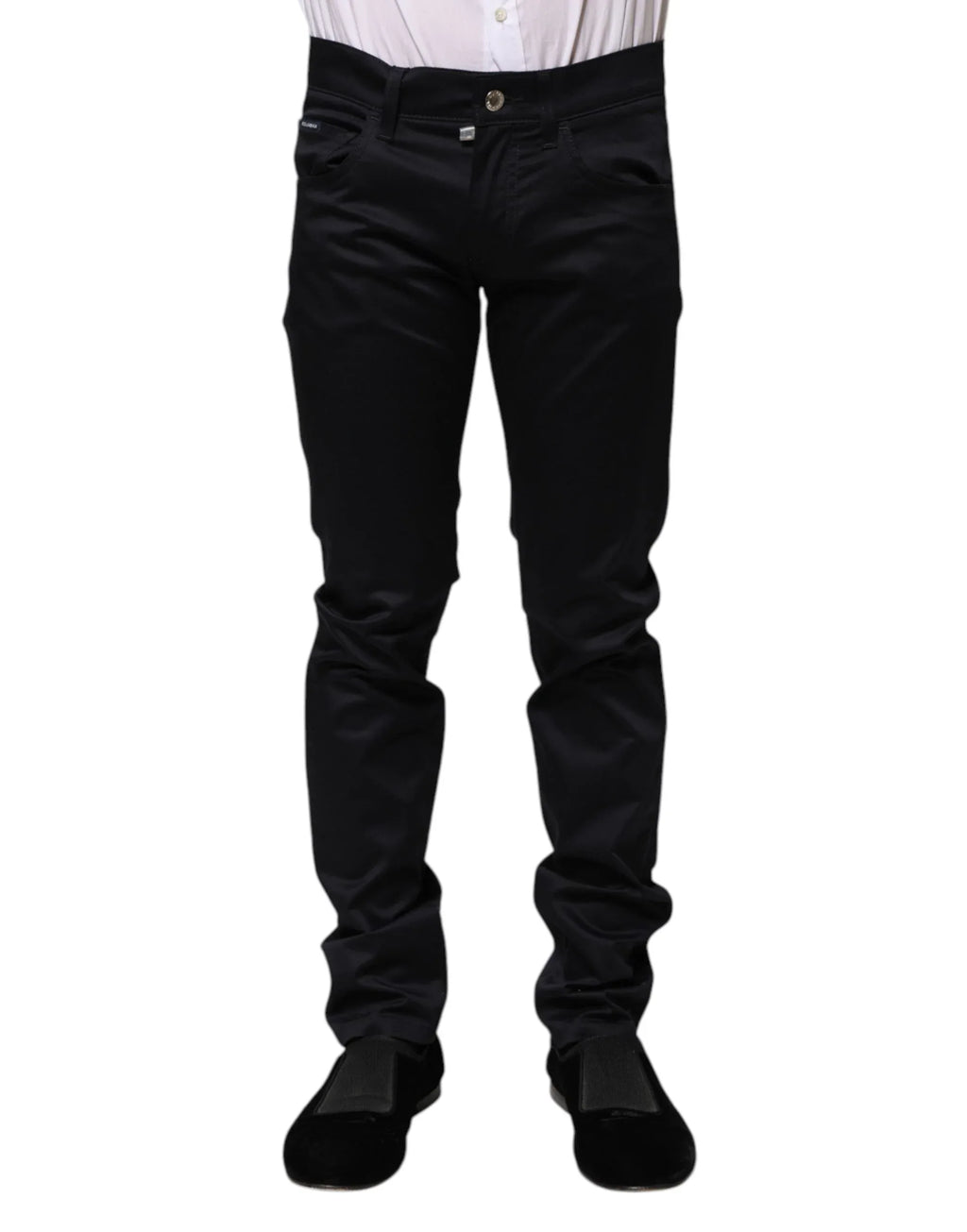 Dolce & Gabbana Black Cotton Skinny Mid Waist Pants - Zeiniez