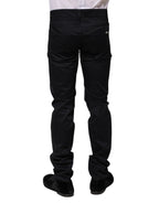 Dolce & Gabbana Black Cotton Skinny Mid Waist Pants - Zeiniez