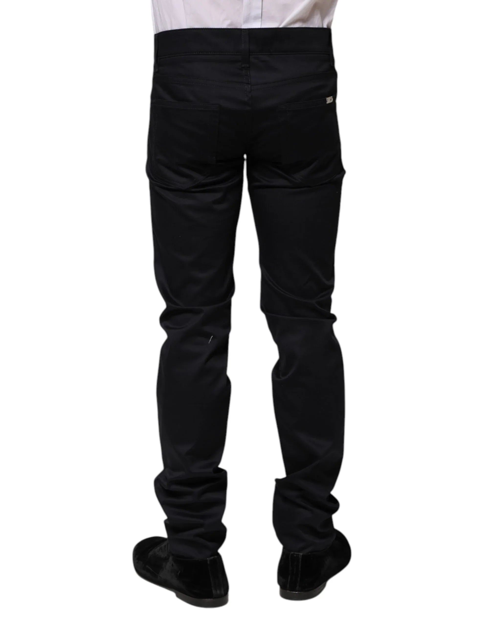 Dolce & Gabbana Black Cotton Skinny Mid Waist Pants - Zeiniez