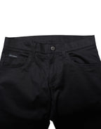 Dolce & Gabbana Black Cotton Skinny Mid Waist Pants - Zeiniez