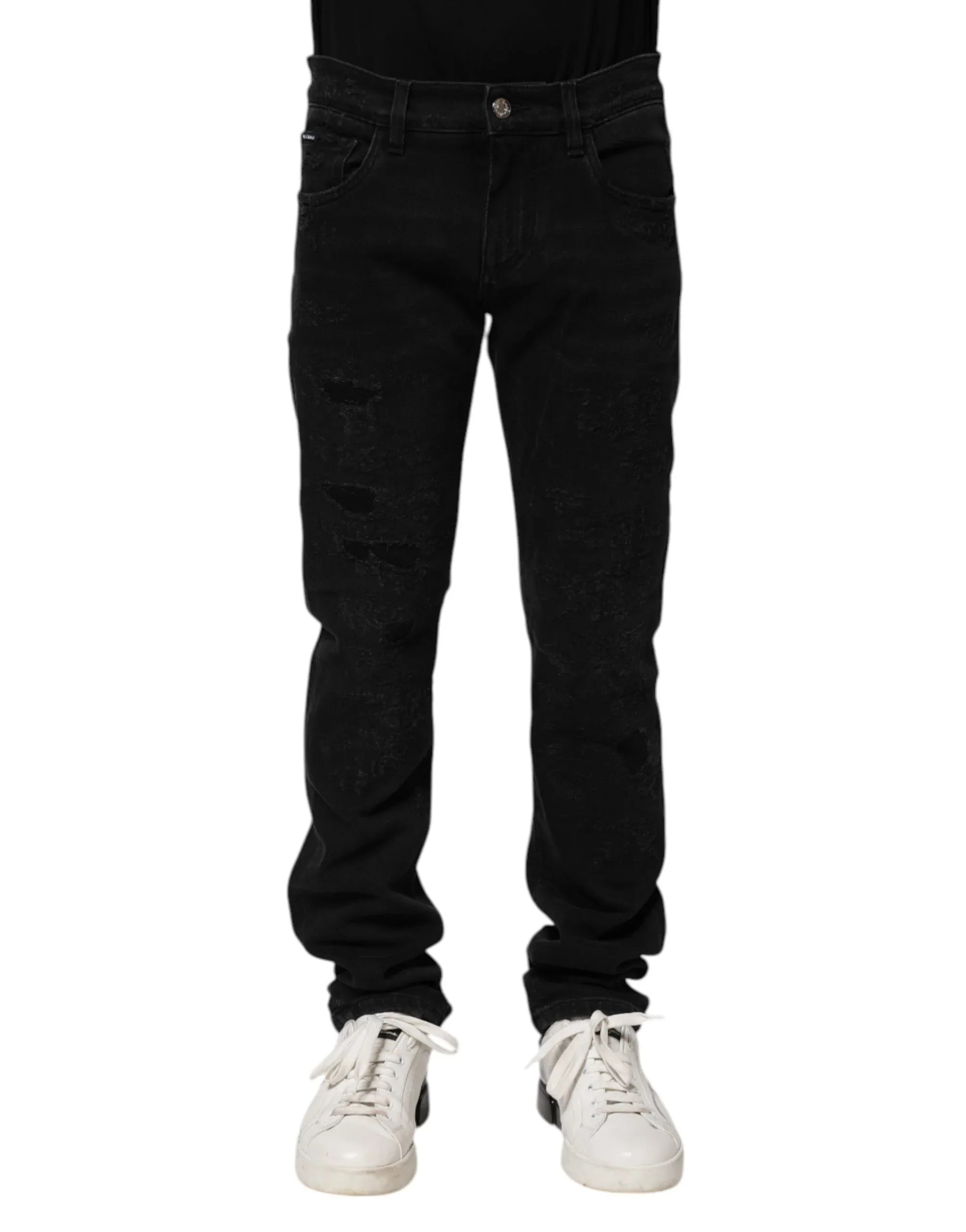 Dolce & Gabbana Black Cotton Skinny Men Denim Jeans - Zeiniez