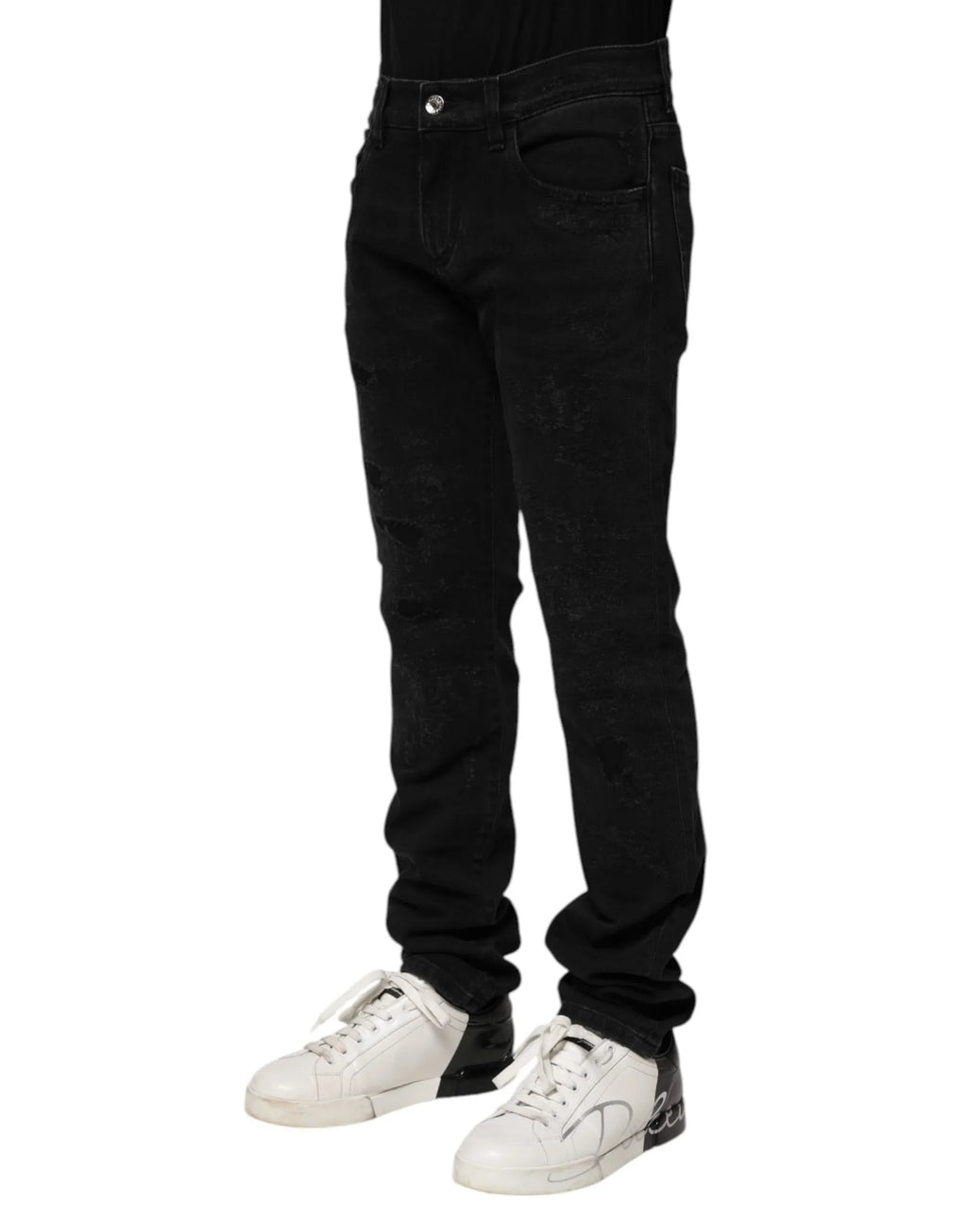 Dolce & Gabbana Black Cotton Skinny Men Denim Jeans - Zeiniez