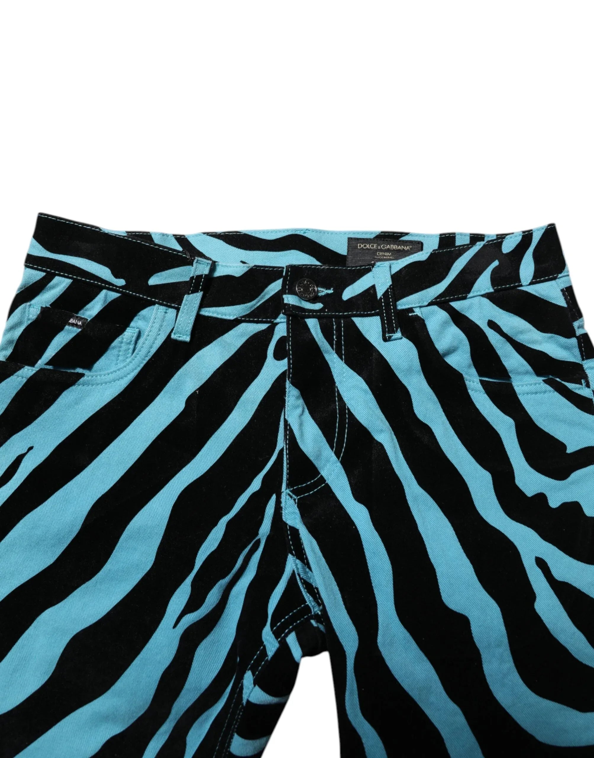 Dolce & Gabbana Blue Black Stripes Skinny Denim Jeans - Zeiniez