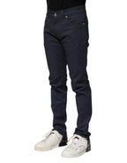 Dolce & Gabbana Dark Blue Cotton Skinny Denim Jeans - Zeiniez