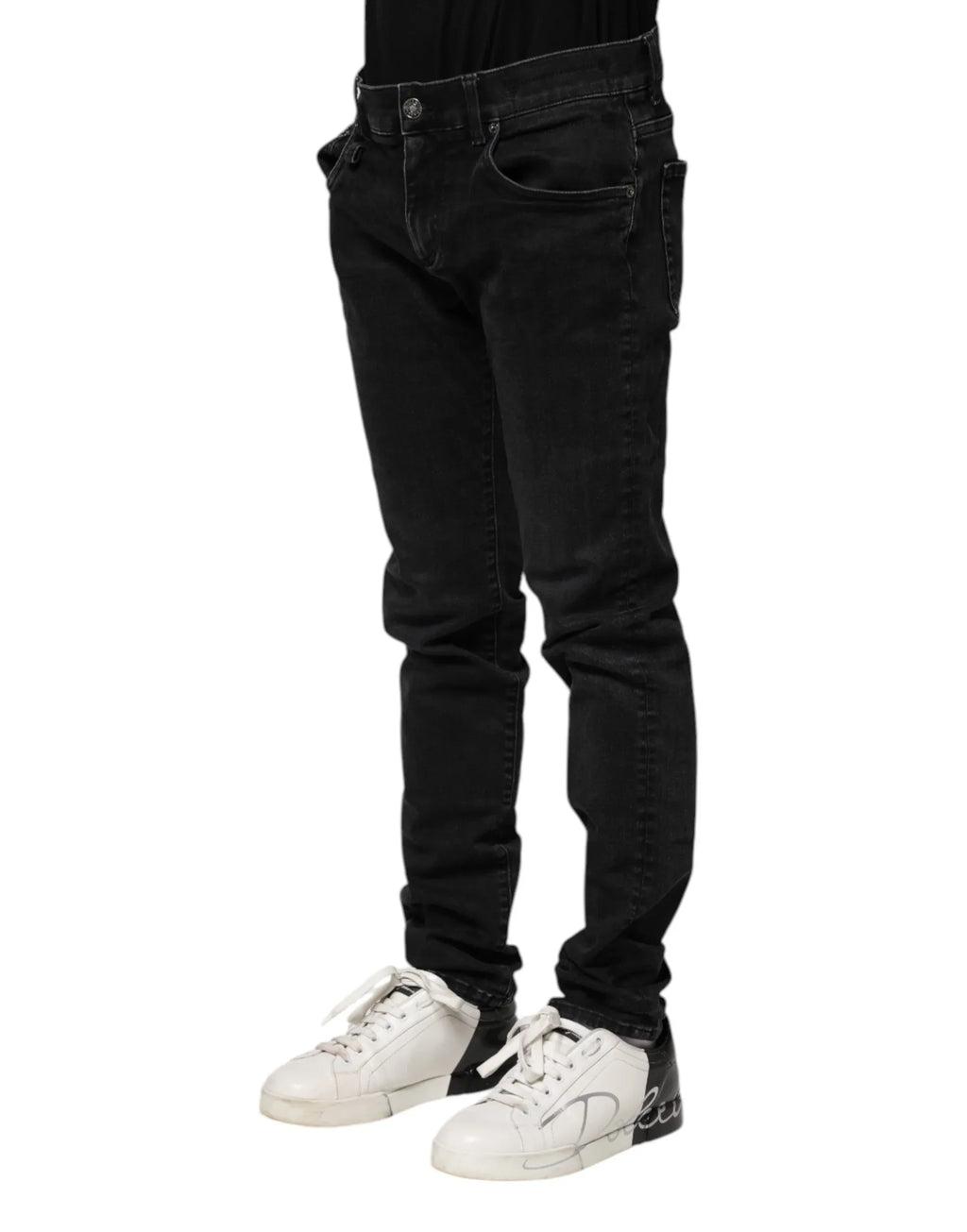Dolce & Gabbana Black Cotton Skinny Men Denim Jeans - Zeiniez