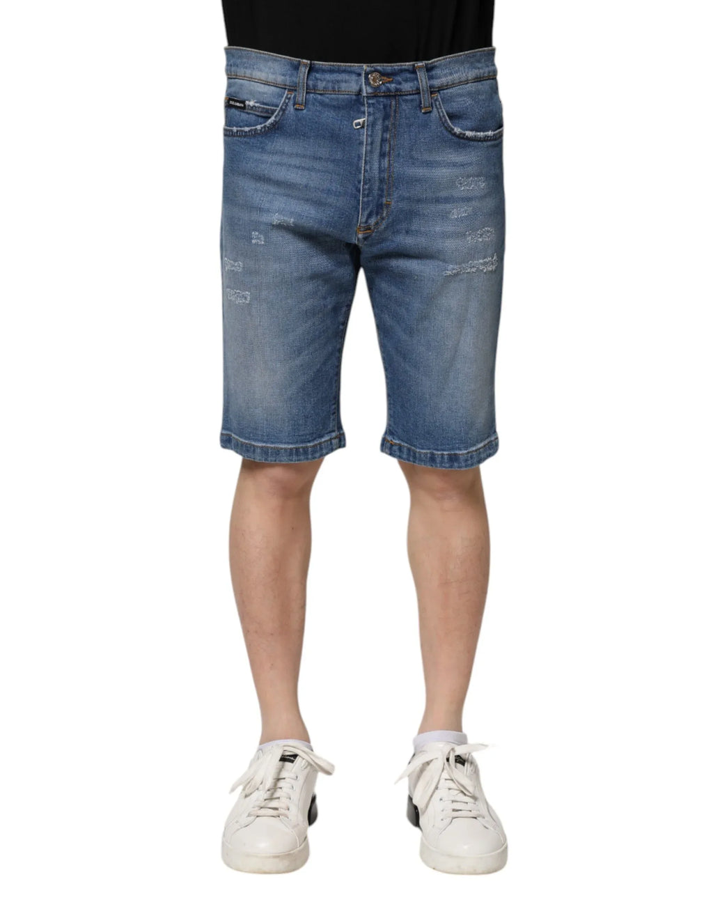 Dolce & Gabbana Blue Cotton Stretch Men Denim Bermuda Shorts - Zeiniez