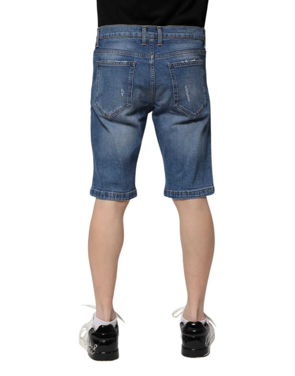 Dolce & Gabbana Blue Cotton Stretch Men Denim Bermuda Shorts - Zeiniez