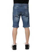 Dolce & Gabbana Blue Cotton Stretch Men Denim Bermuda Shorts - Zeiniez