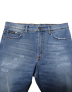 Dolce & Gabbana Blue Cotton Stretch Men Denim Bermuda Shorts - Zeiniez