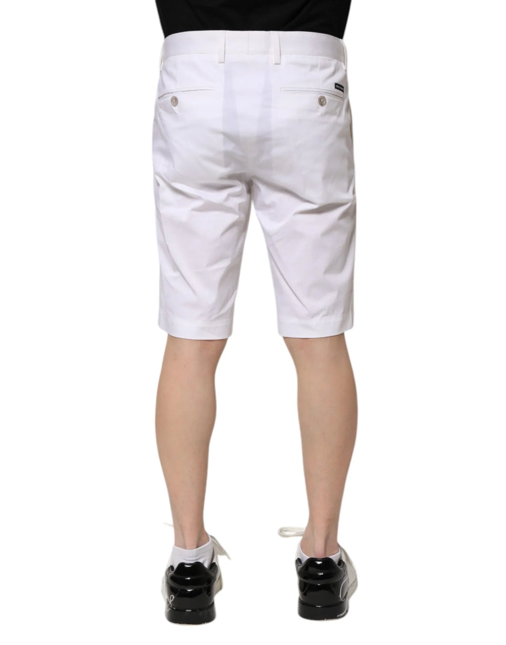 Dolce & Gabbana White Cotton Stretch Men Denim Bermuda Shorts - Zeiniez