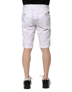 Dolce & Gabbana White Cotton Stretch Men Denim Bermuda Shorts - Zeiniez