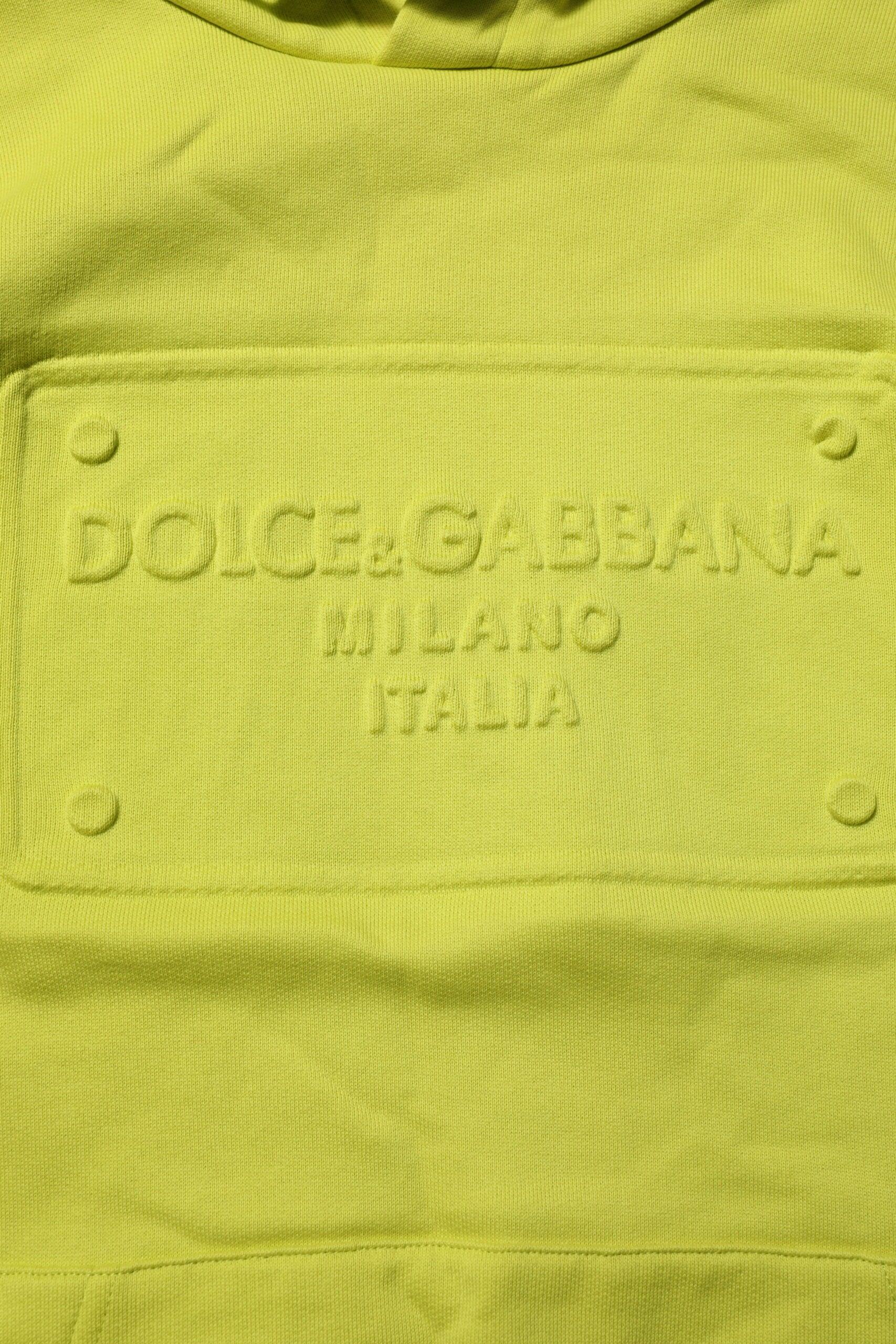 Dolce & Gabbana Green Cotton Hooded Logo Sweatshirt Sweater - Zeiniez