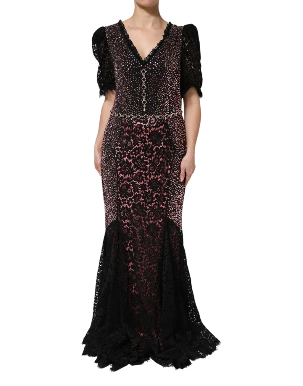 Dolce & Gabbana Multicolor Embellished Mermaid Gown Dress - Zeiniez