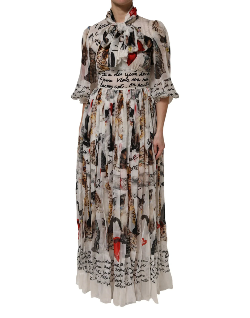 Dolce & Gabbana Multicolor Animal Print Silk Ascot Maxi Dress - Zeiniez
