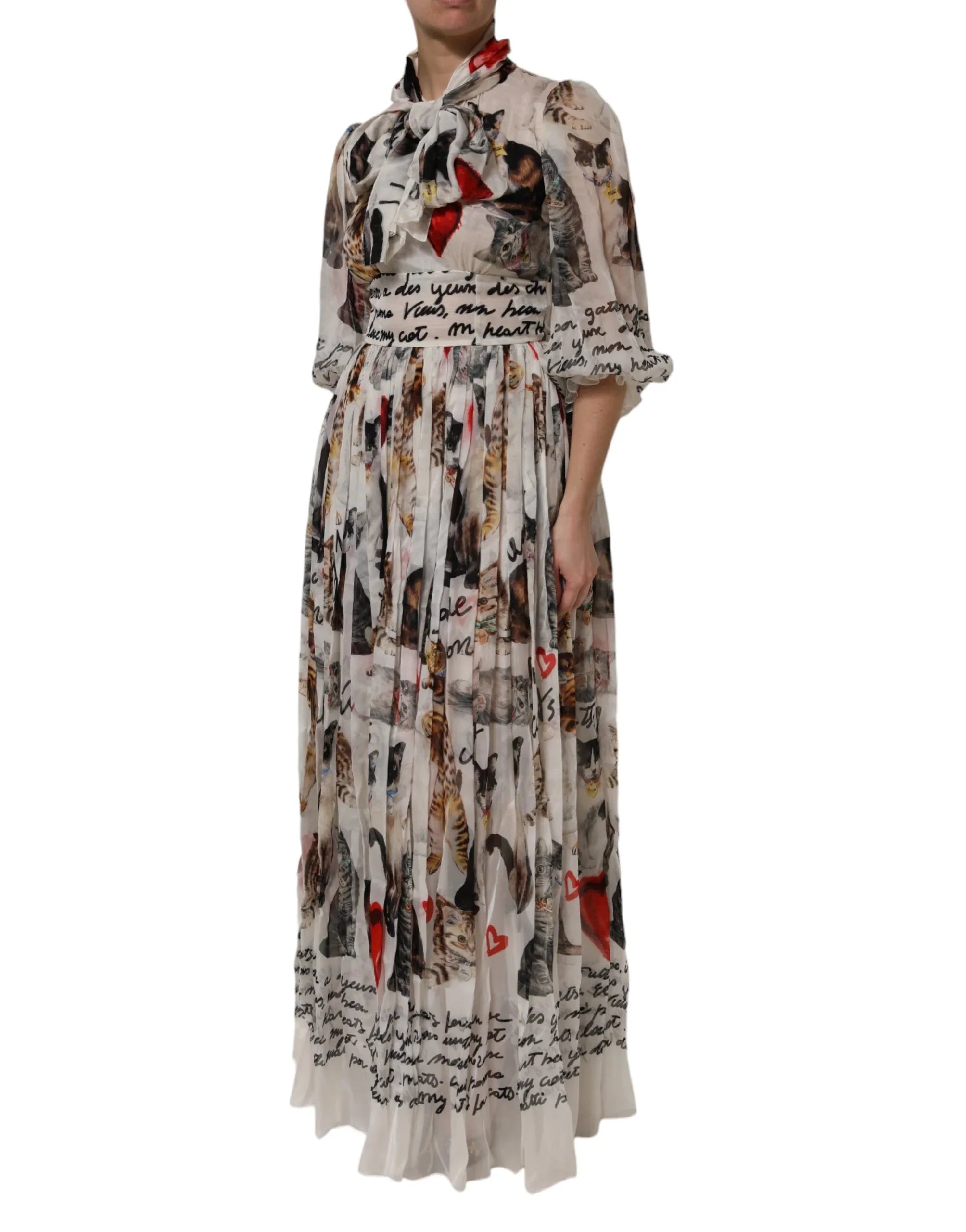 Dolce & Gabbana Multicolor Animal Print Silk Ascot Maxi Dress - Zeiniez