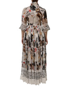 Dolce & Gabbana Multicolor Animal Print Silk Ascot Maxi Dress - Zeiniez