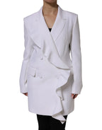 MSGM White Polyester Long Sleeves Ruffled Wrap Jacket - Zeiniez