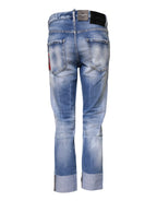 Dsquared² Blue Washed Cotton Mid Waist Skinny Denim Jeans - Zeiniez