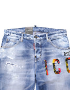 Dsquared² Blue Washed Cotton Mid Waist Skinny Denim Jeans - Zeiniez