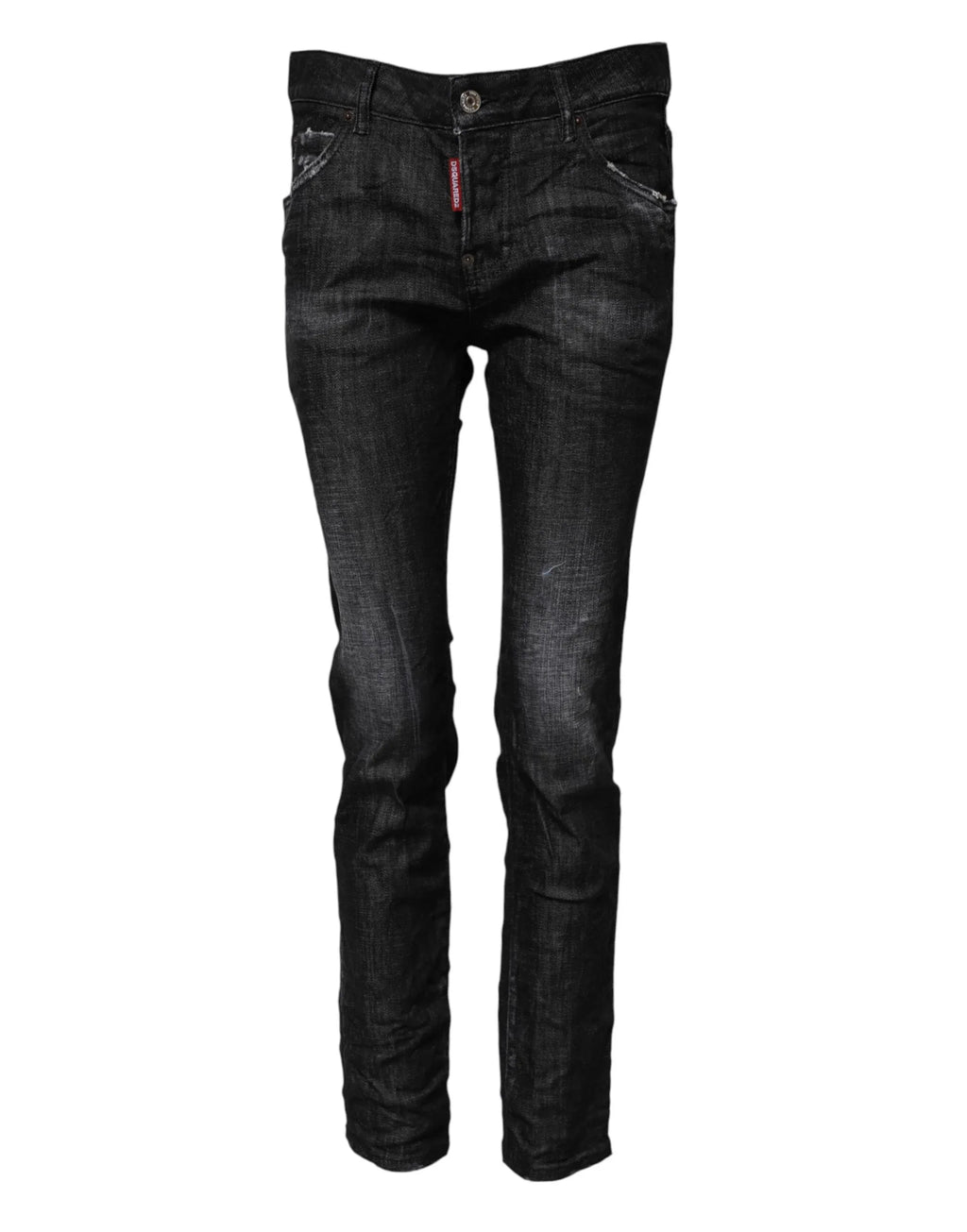 Dsquared² Black Washed Cotton Mid Waist Skinny Jeans - Zeiniez