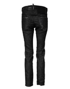 Dsquared² Black Washed Cotton Mid Waist Skinny Jeans - Zeiniez
