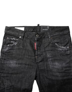Dsquared² Black Washed Cotton Mid Waist Skinny Jeans - Zeiniez