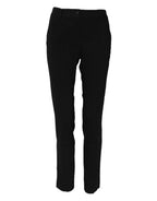 Dolce & Gabbana Black Wool Mid Waisted Tapered Dress Pants - Zeiniez