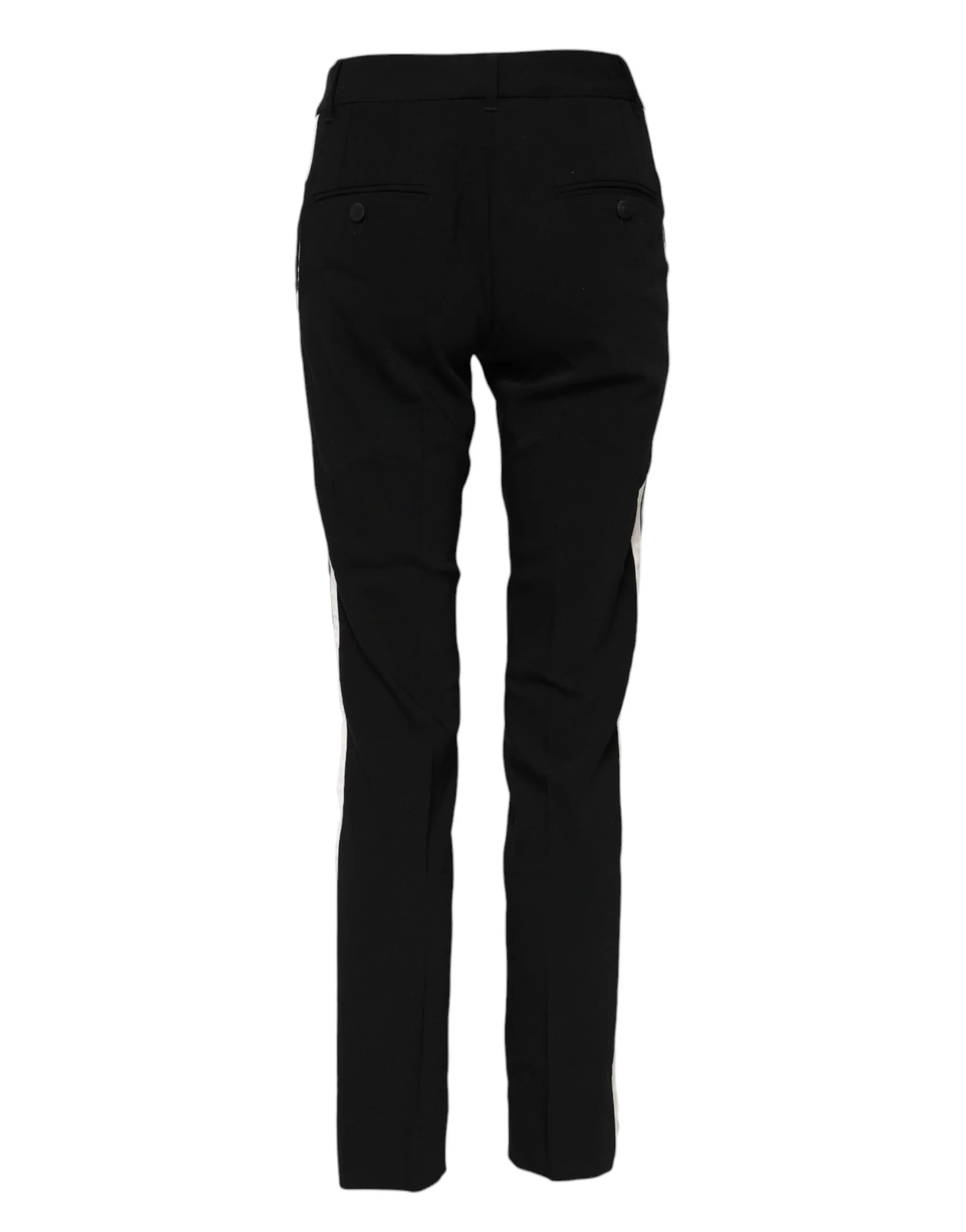 Dolce & Gabbana Black Wool Mid Waisted Tapered Dress Pants - Zeiniez
